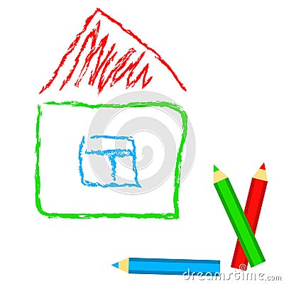 House - child drawing imitation, in vector Vector Illustration