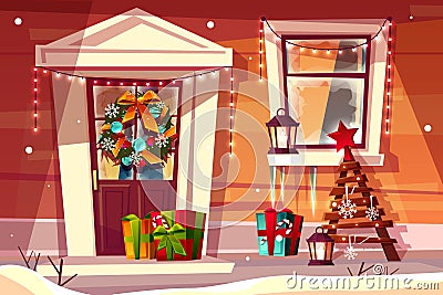 House in Christmas or New Year vector decorations Vector Illustration