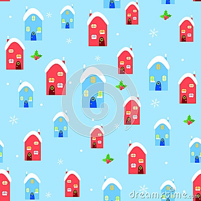 House christmas seamless pattern Stock Photo