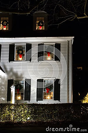 House With Christmas Wreaths Stock Images Image 3610944