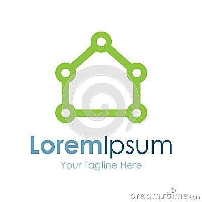 House circuit integrated abstract technology simple business icon logo Stock Photo
