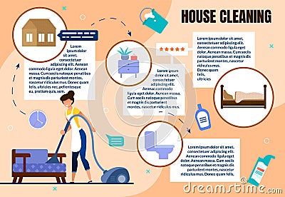 House Cleaning Flat Vector Infographics Poster Stock Photo