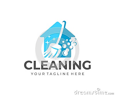 House cleaning and house cleanup service, logo design. Sanitizing, disinfecting, hygiene and cleanliness, vector design Vector Illustration