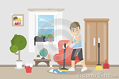 House cleaning illustration. Vector Illustration