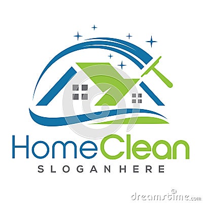 House Cleaning and Cleaning Service Logo Vector Illustration