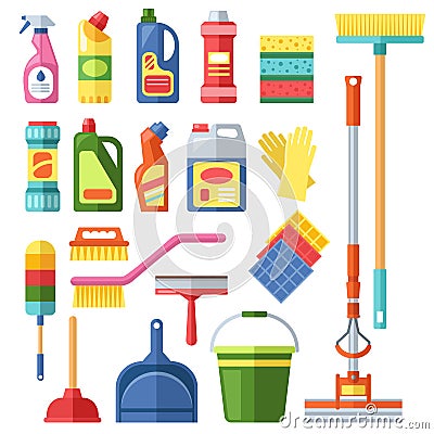 House cleaning tools Cartoon Illustration