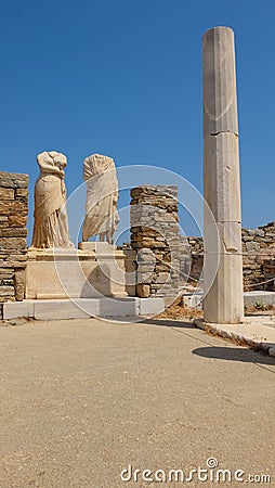 The House of Cleopatra at the archaeological site in Delos, Greece Stock Photo