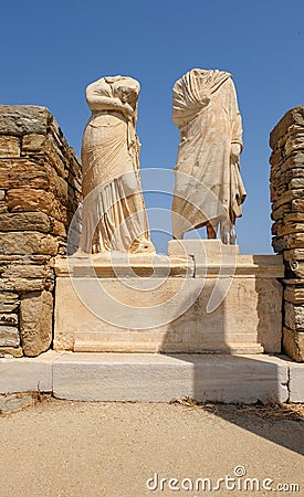 The House of Cleopatra at the archaeological site in Delos, Greece Stock Photo