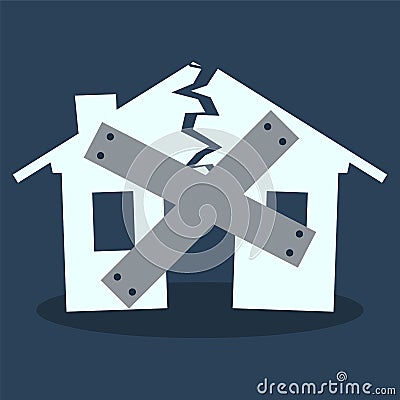 House Close Down Vector Illustration