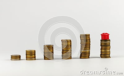 House and coins stack, realestate concept Stock Photo