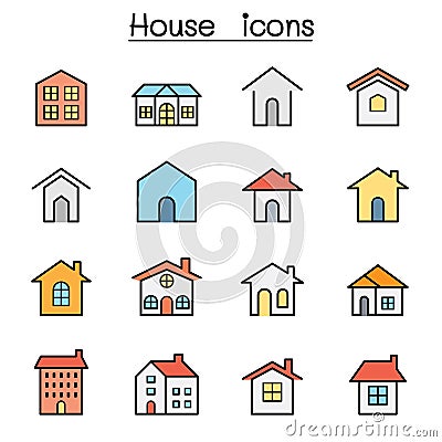 House color line icon set Vector Illustration