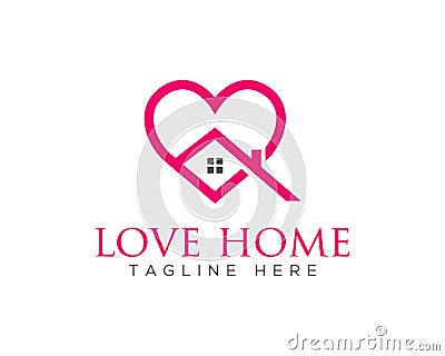 House Combined With Heart Simple Love Home logo Vector Illustration