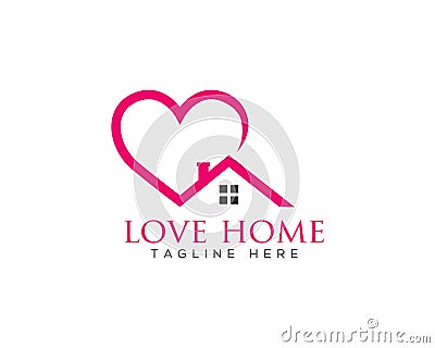 House Combined With Heart Simple Love Home logo Vector Illustration