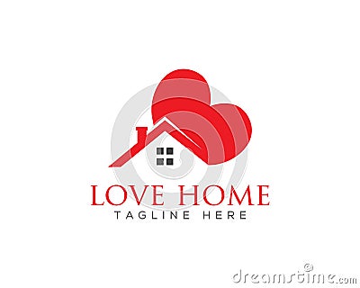 House Combined With Heart Simple Love Home logo Vector Illustration