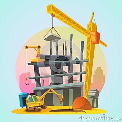 House construction cartoon Vector Illustration
