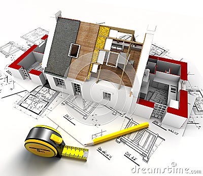 House construction overview Stock Photo