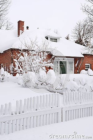 House Covered in Snow Stock Photo