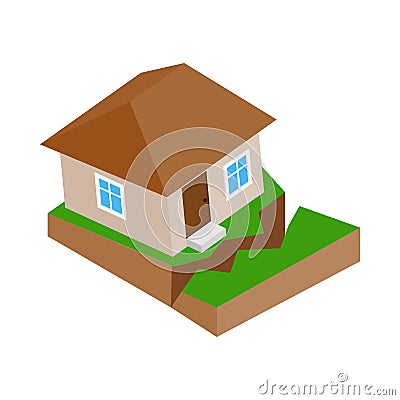 House with crack in the ground icon Vector Illustration