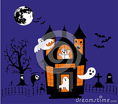 House with the ghosts Vector Illustration