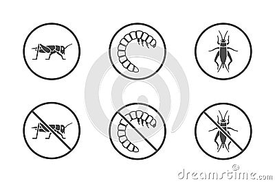 House cricket and mealworm icons Vector Illustration