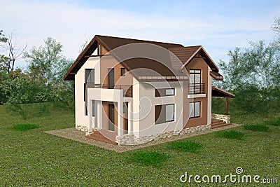 House 3D Render Stock Photo