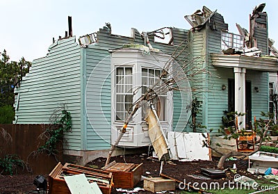 House damaged by disaster Stock Photo