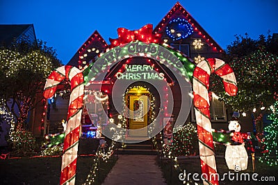 House decorated for Christmas Stock Photo