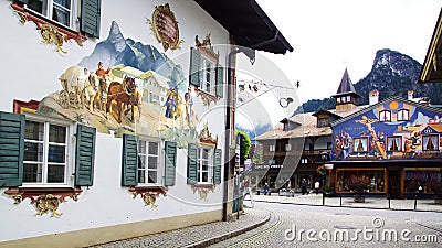 House decorated by frescoes. Oberammergau Editorial Stock Photo