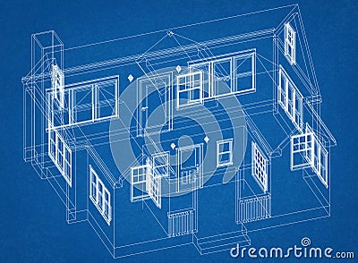 House Design Architect Blueprint Stock Photo