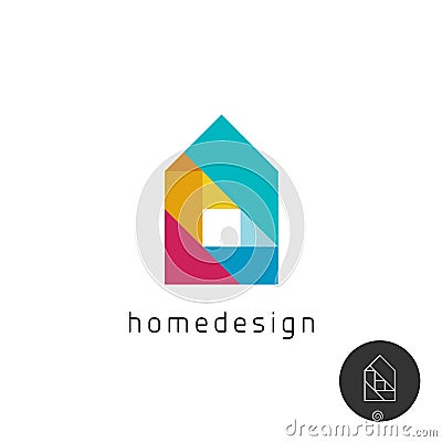 House design concept colorful rainbow geometric elements logo. Vector Illustration