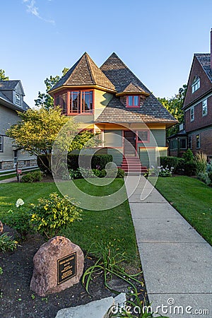 Frank Lloyd Wright Designed House in Oak Park, Chicago, Illinois. Editorial Stock Photo