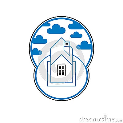 House detailed illustration, village idea. Graphic country house Vector Illustration