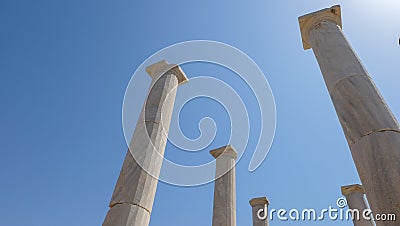 The House with the Dionysus at the archaeological site in Delos, Greece Stock Photo