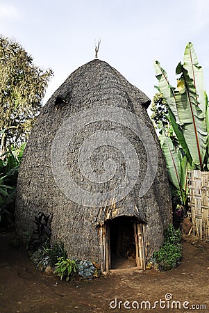 House of the Dorze people, Ethiopia Stock Photo