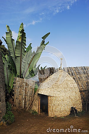 House of the Dorze people, Ethiopia Stock Photo