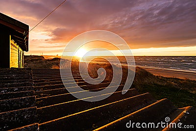 House in the dunes near Hirtshals Stock Photo