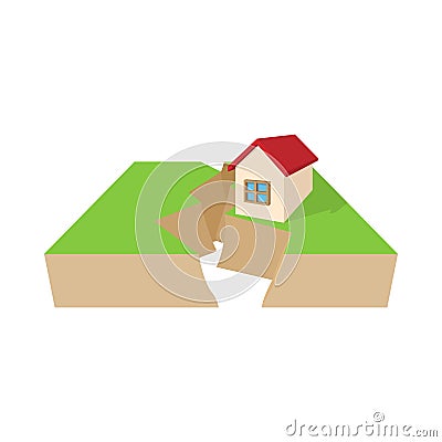 House after an earthquake icon, cartoon style Vector Illustration