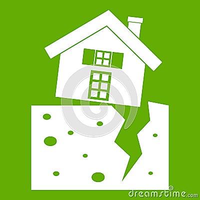 House after an earthquake icon green Vector Illustration