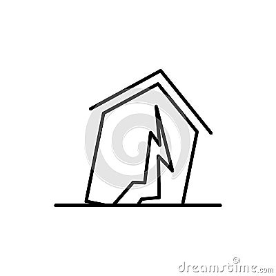 house, earthquake, insurance icon. Element of insurance icon. Thin line icon for website design and development, app development. Stock Photo