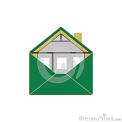 House Eco Green Building Envelope symbolic allegorical image logo icon Vector Illustration