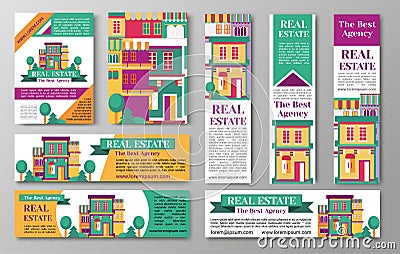 House estate and the bet agency flyers Vector Illustration