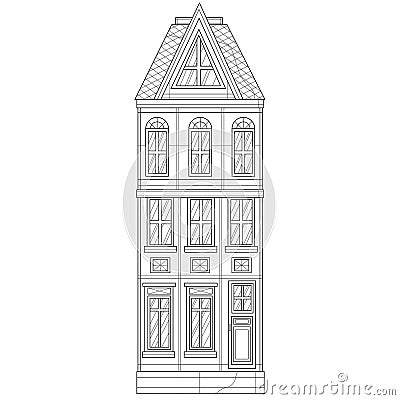 House. European building.Coloring book antistress for children and adults Stock Photo