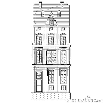 House. European building.Coloring book antistress for children and adults Stock Photo