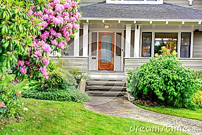 House exterior. Entrance column porch Stock Photo