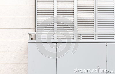 House exterior terrace and metal white window Stock Photo