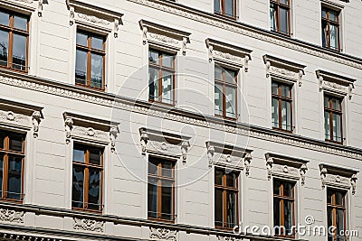 House facade, old residential building exterior , renovated Stock Photo