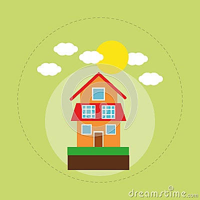 House family home energy ecology solar Vector Illustration