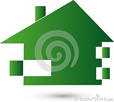 House or Family House, Real Estate and Real Estate Agent Logo, Icon Stock Photo