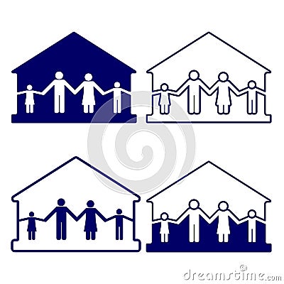 House with family symbols vector illustration Vector Illustration