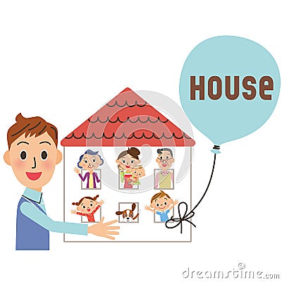 House and family three generations Vector Illustration